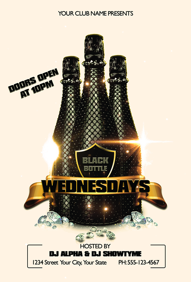 Black Bottle Wednesdays Flyer Template