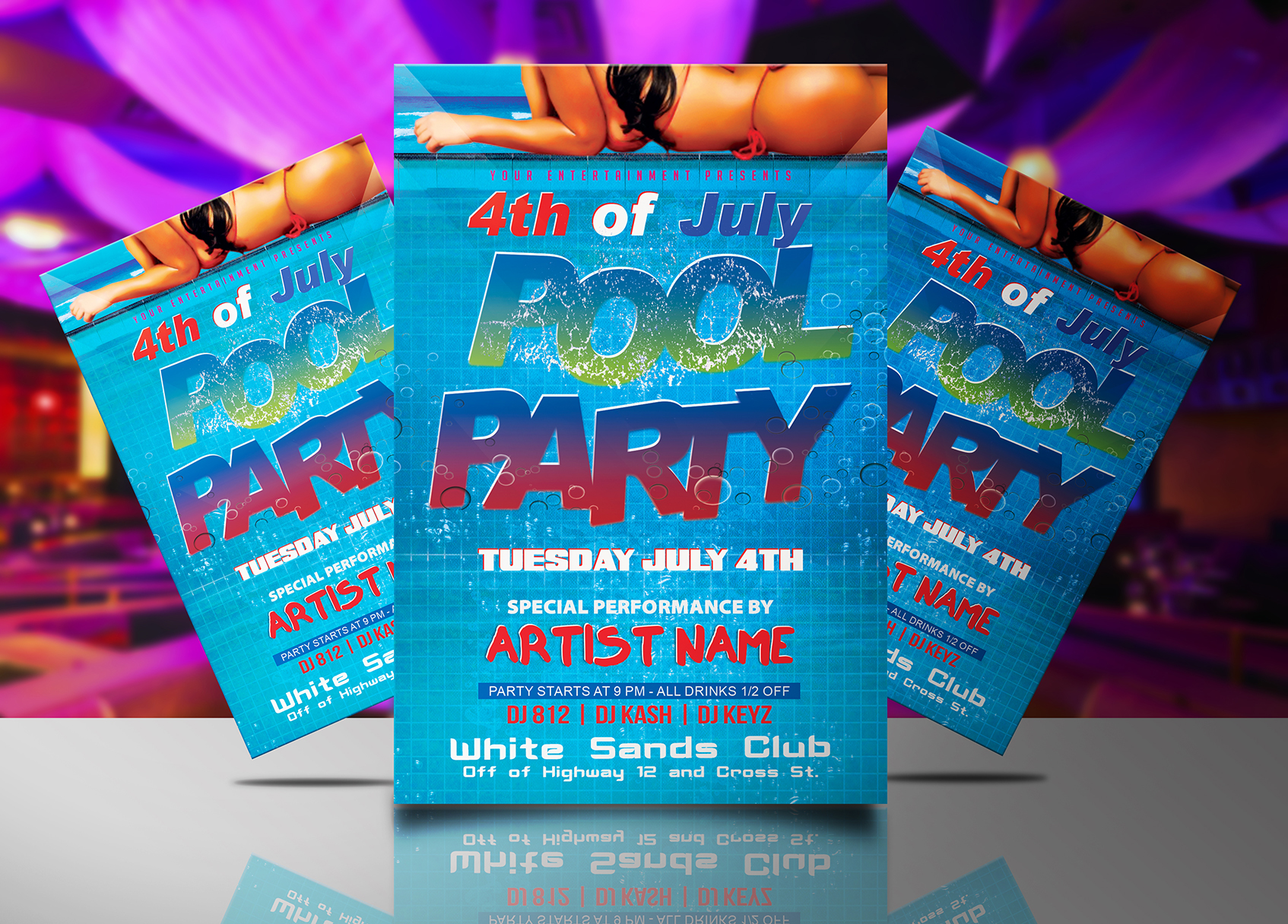 4th of July Pool Party Flyer Template