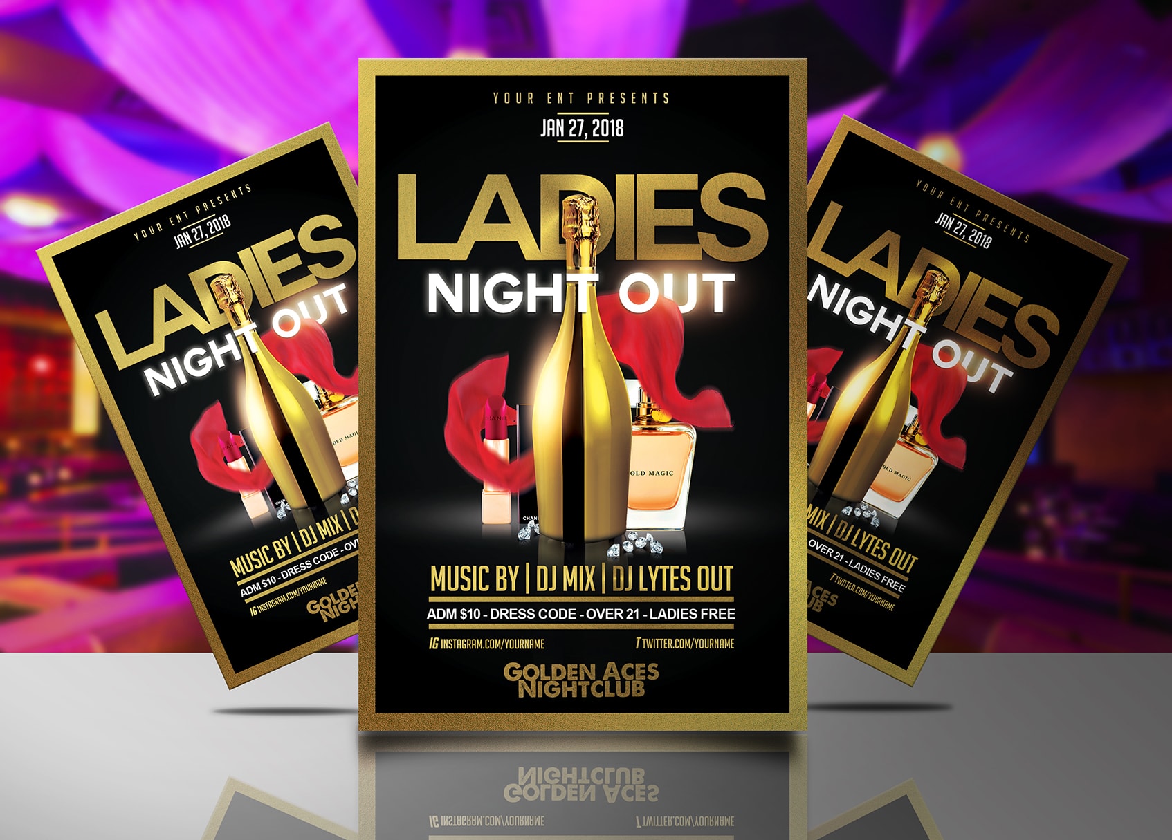 Ladies Night Out Gold Flyer Template