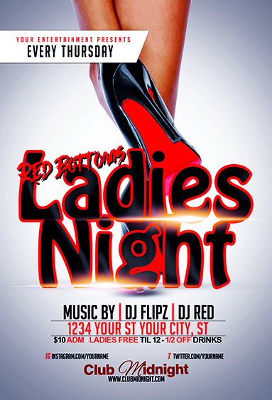 Ladies Night Red Bottoms Flyer Template